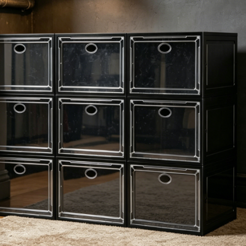 Alternative view of Sturdy Transparent Shoe Storage with Magnetic Door