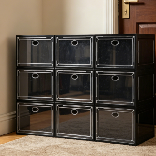 Sturdy Transparent Shoe Storage with Magnetic Door