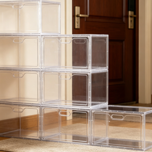 Alternative view of Large Transparent Shoe Storage Box with Side-Opening Door