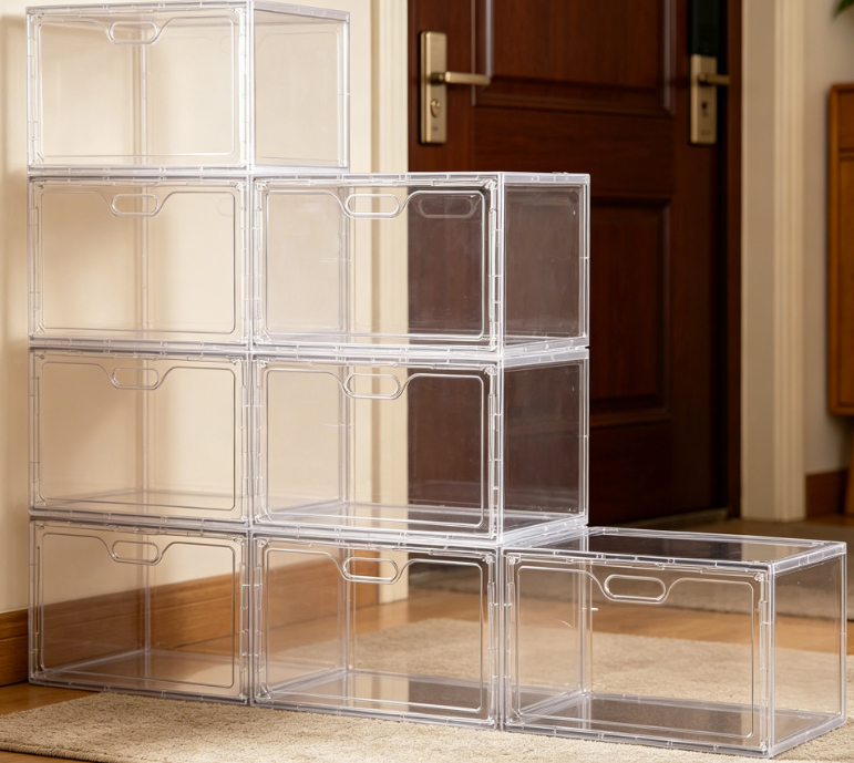 Large Transparent Shoe Storage Box with Side-Opening Door - Image 2