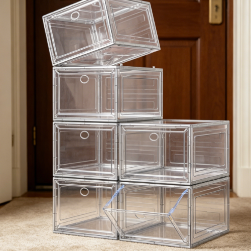 Alternative view of Thickened White Folding Shoe Box with Magnetic Door