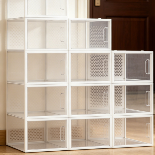 Alternative view of Large, Stackable, Folding Transparent Shoe Box