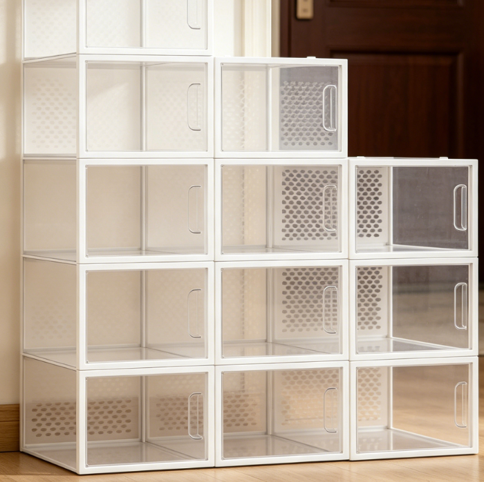 Large, Stackable, Folding Transparent Shoe Box - Image 2