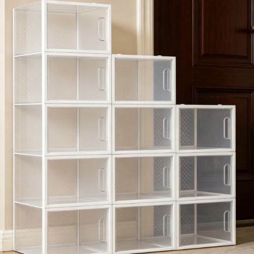 Large, Stackable, Folding Transparent Shoe Box