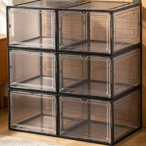Alternative view of Transparent & Gray Shoe Box with Magnetic Closure