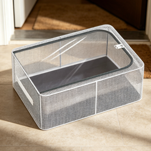 Transparent Shoe Storage Box with Metal Frame