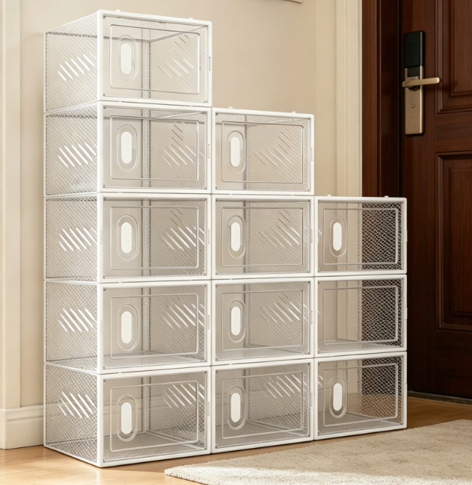 Transparent, Stackable Shoe Box with Lid - Image 2