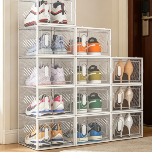 Transparent, Stackable Shoe Box with Lid