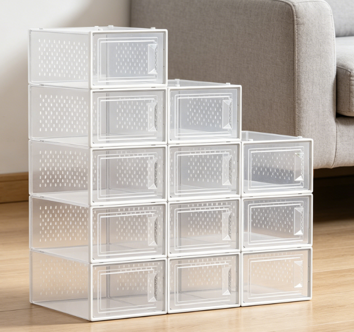 Transparent, Stackable Shoe Box for Wardrobe Organization - Image 2