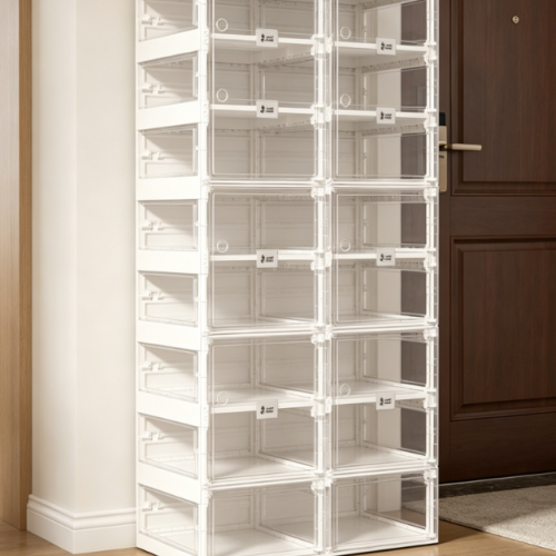 Folding Transparent Sneaker Box with Front-Opening Door