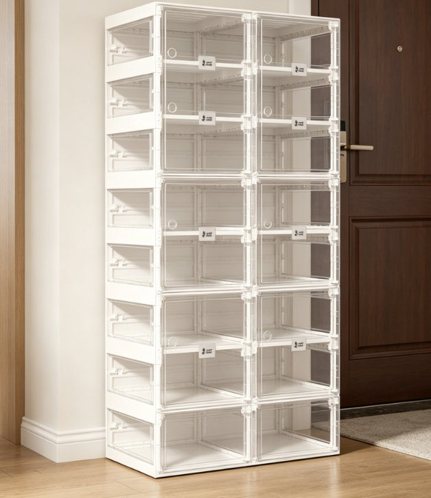 Folding Transparent Sneaker Box with Front-Opening Door