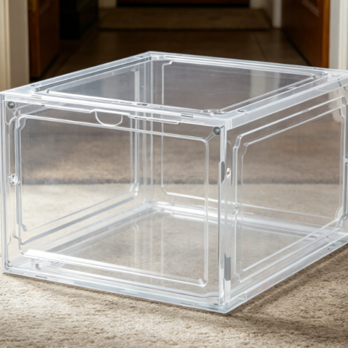 Alternative view of Folding Transparent Shoe Box with Magnetic Front-Opening Door