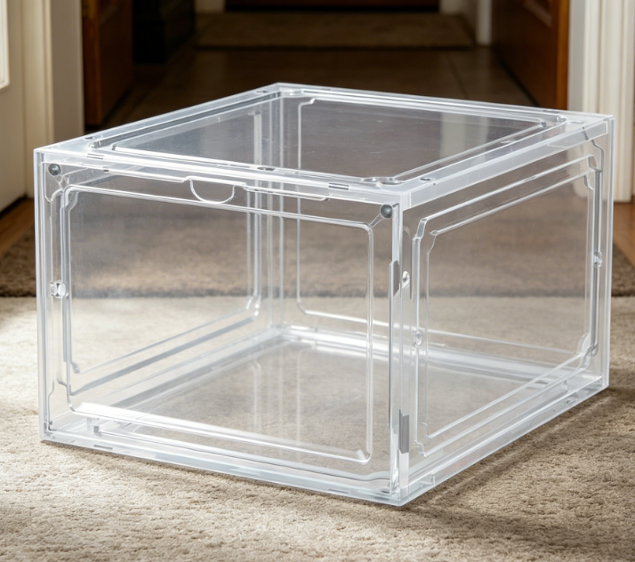 Folding Transparent Shoe Box with Magnetic Front-Opening Door - Image 2
