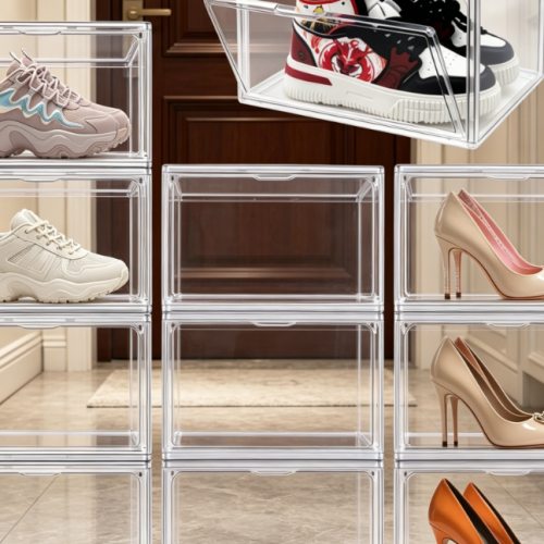 Alternative view of Acrylic Shoe Box with Magnetic Side-Opening Door