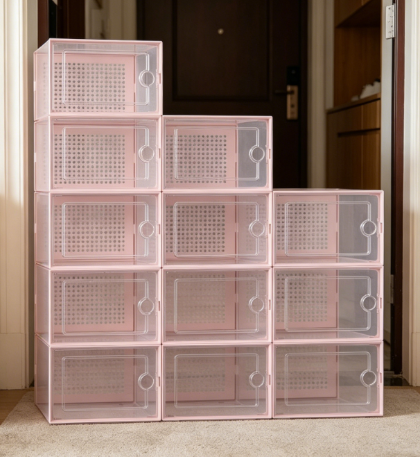 Pink & Transparent Stackable Shoe Storage - Image 2