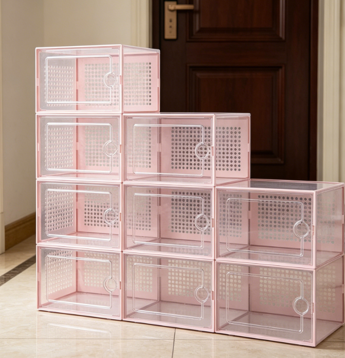 Pink & Transparent Stackable Shoe Storage