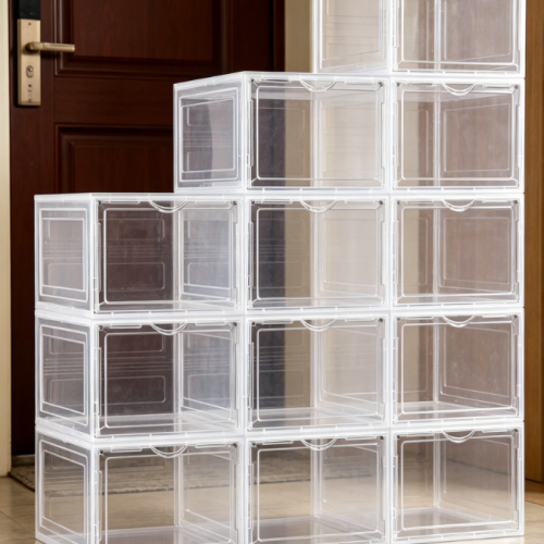Front-Opening Transparent Stackable Shoe Storage Bin