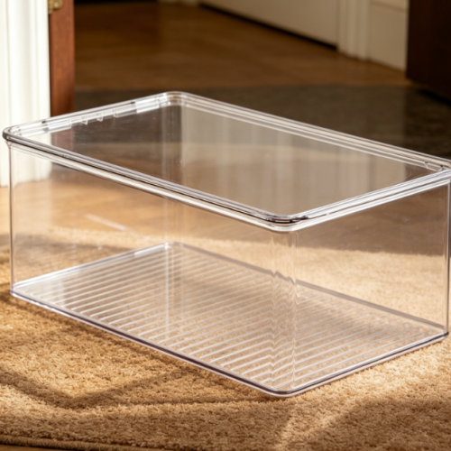 Hinged Flip-Top Transparent Shoe Box (Made in USA)