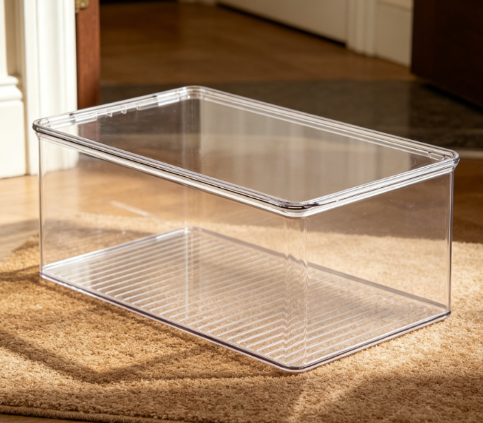 Hinged Flip-Top Transparent Shoe Box (Made in USA)