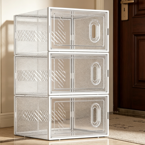 Thickened Transparent Foldable Shoe Storage Box with Lid