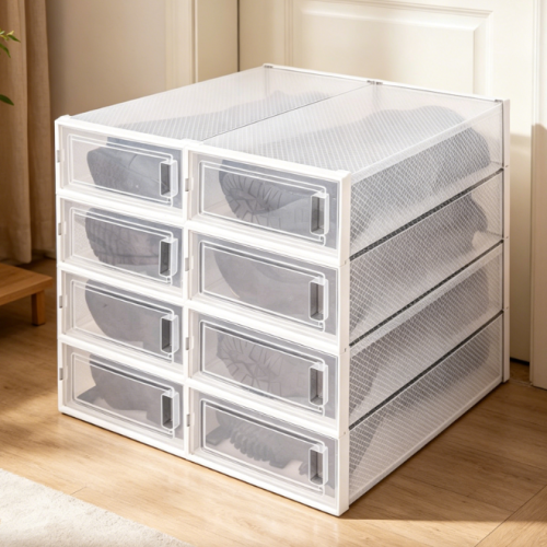 Alternative view of Front-Opening Transparent Stackable Boot Storage Rack