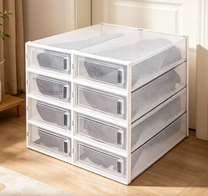 Front-Opening Transparent Stackable Boot Storage Rack - Image 2
