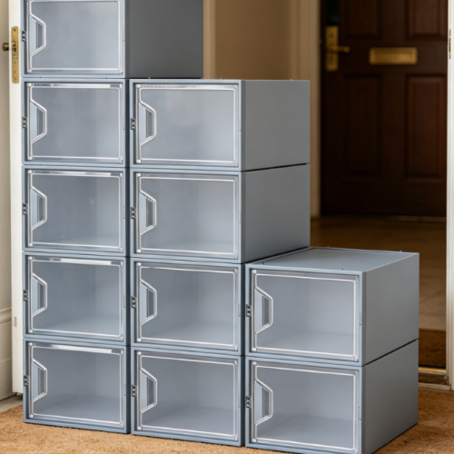 Extra-Large Transparent Stackable Shoe Box for Oversized Footwear