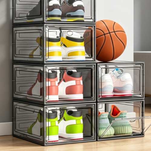 Alternative view of Thickened Transparent Folding Shoe Box with Magnetic Door