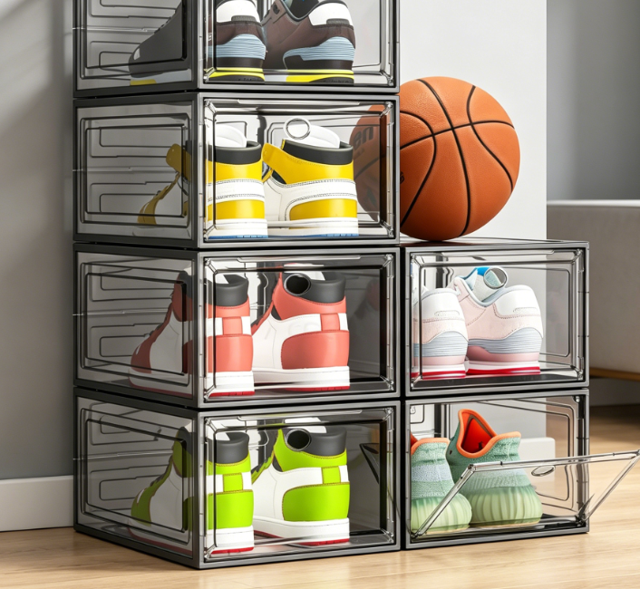 Thickened Transparent Folding Shoe Box with Magnetic Door - Image 2