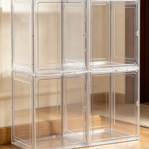 Alternative view of White Transparent Stackable Boot Display Case