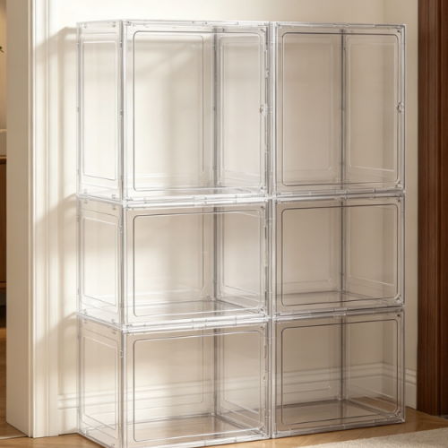 White Transparent Stackable Boot Display Case