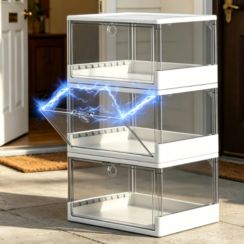 Alternative view of Thickened Transparent Dustproof Shoe Box with Magnetic Door