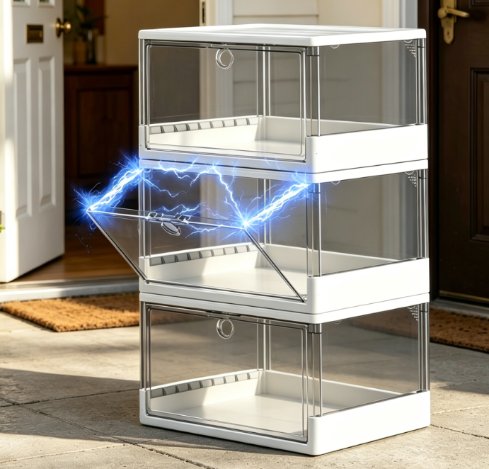 Thickened Transparent Dustproof Shoe Box with Magnetic Door - Image 2