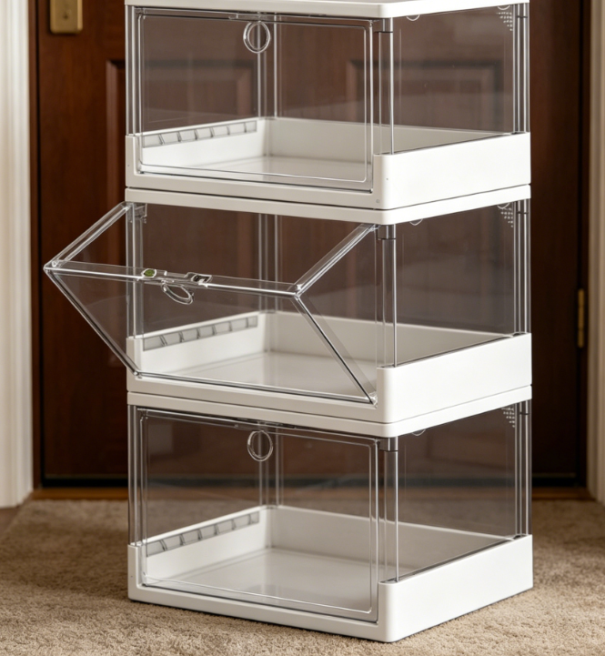 Thickened Transparent Dustproof Shoe Box with Magnetic Door