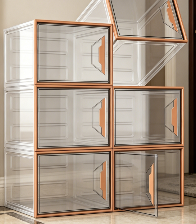 Brown Thickened Foldable Shoe Box with Magnetic Door - Image 2