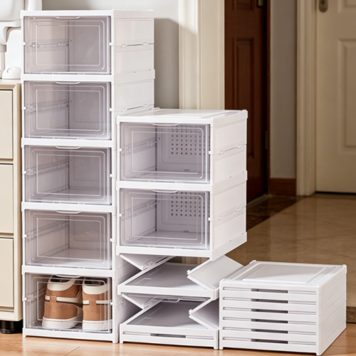 Transparent Foldable Stackable Shoe Rack (No Assembly Required)