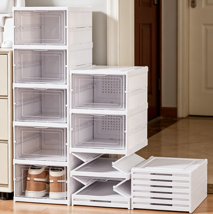Transparent Foldable Stackable Shoe Rack (No Assembly Required)