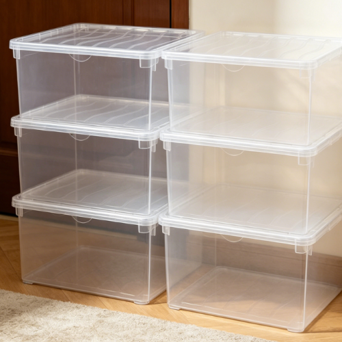 Alternative view of Fully Transparent Stackable Shoe Box with Lid (Shatter-Resistant)