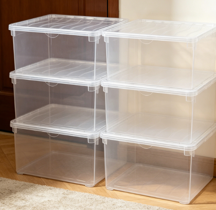 Fully Transparent Stackable Shoe Box with Lid (Shatter-Resistant) - Image 2