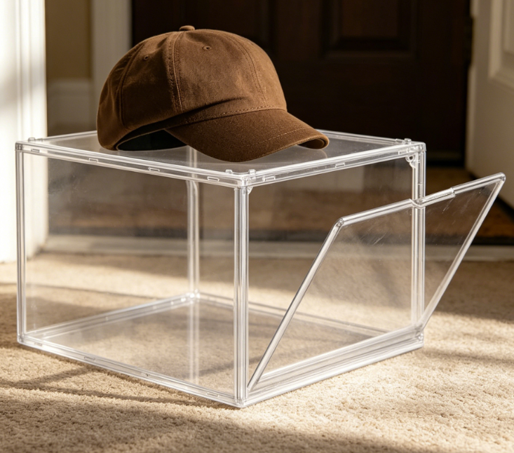Thickened Acrylic Transparent Shoe Box with Magnetic Door - Image 2