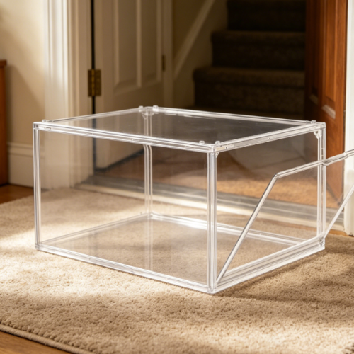 Thickened Acrylic Transparent Shoe Box with Magnetic Door