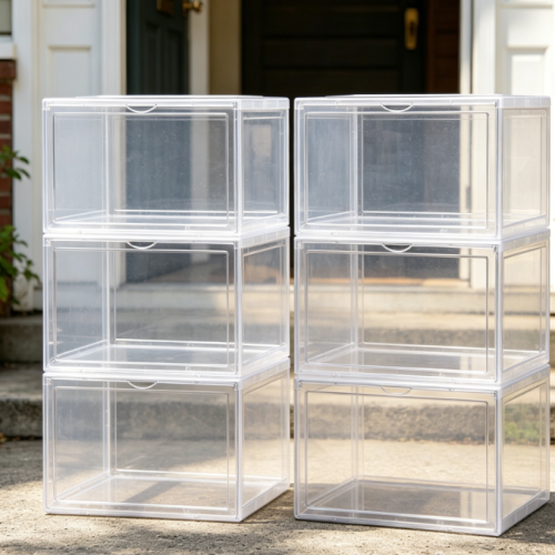 Alternative view of Crystal-Clear, Stackable Shoe Box with Lid