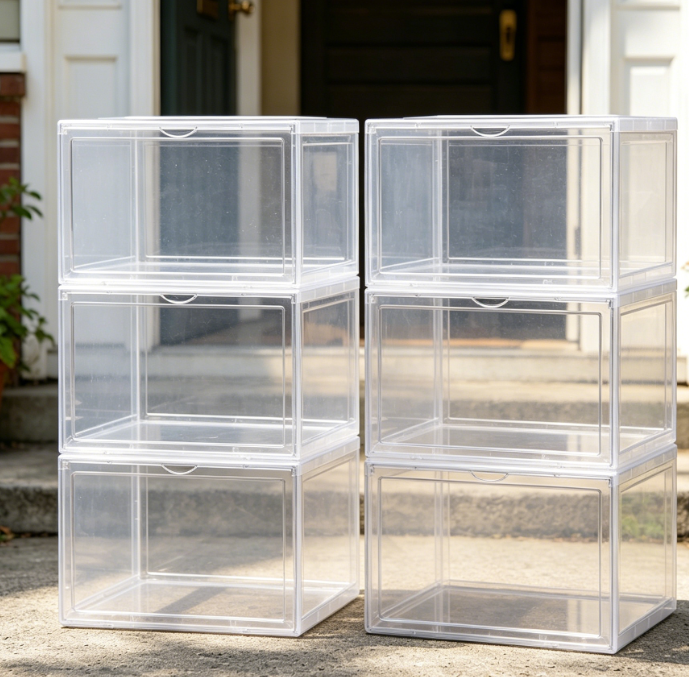 Crystal-Clear, Stackable Shoe Box with Lid - Image 2