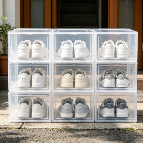 Crystal-Clear, Stackable Shoe Box with Lid
