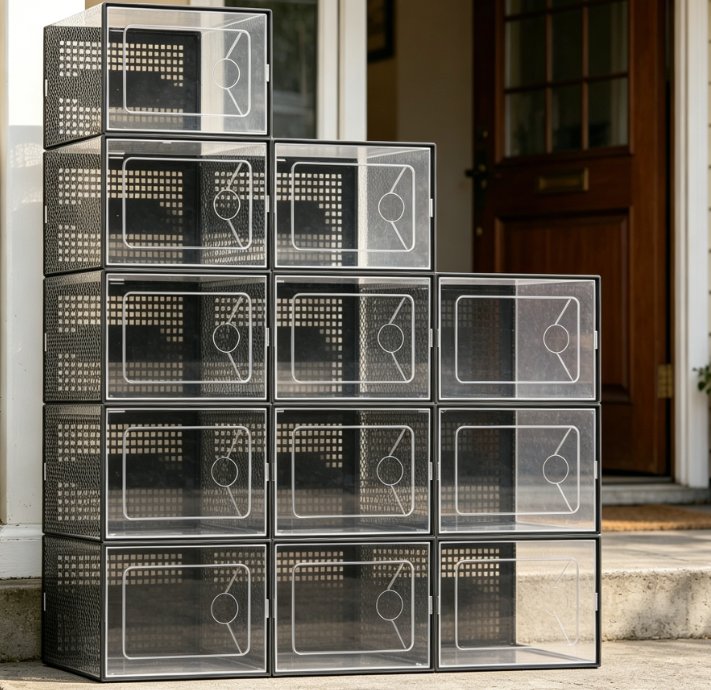 Black & Transparent Stackable Shoe Storage - Image 2